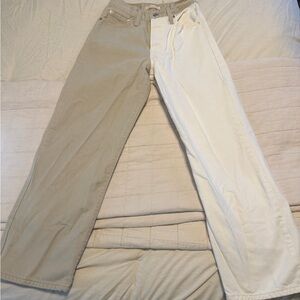 Levi's Ribcage Straight Ankle - Beige and White